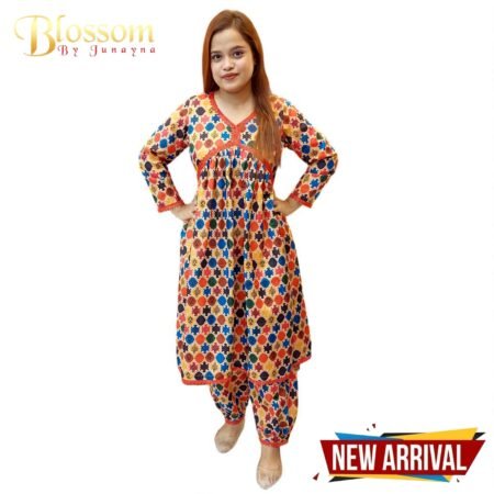 Red-Blue Round Dress 2pcs Set