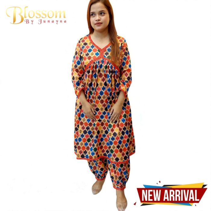 Red-Blue Round Dress 2pcs Set - Image 5