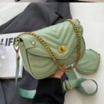 New Bmbroidery Thread Wide Shoulder Strap Single Chain Armpit Bag (Light Greenish)