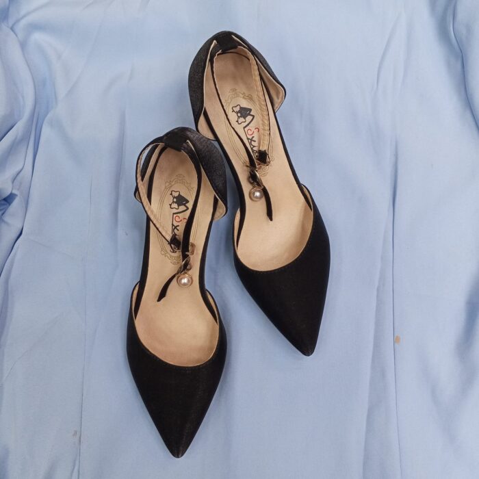 New Korean Style Pointed Straight Buckle Stiletto High Heels (5inches) Women's Shoes (Black) - Image 4