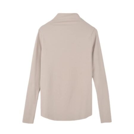 Half Turtle Neck Long Sleeve Slim Fit Stretchable T-shirt (Off White)