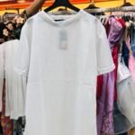 New Style Cool Gloss Solid Color Womens Loose T-shirt (White)