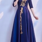 Satin-Shimmer heavy Work Party Dress (Blue)