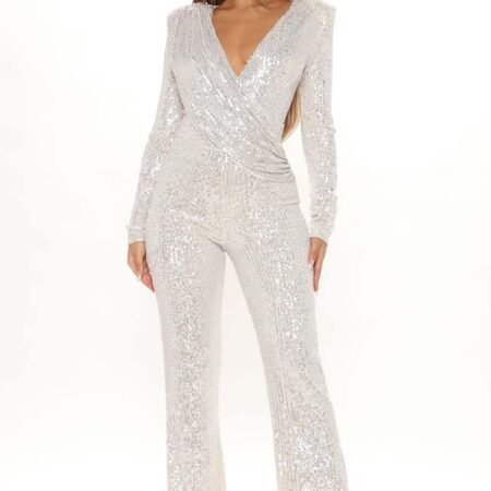 Sequence-Shiny Long Jumpsuit ( White)
