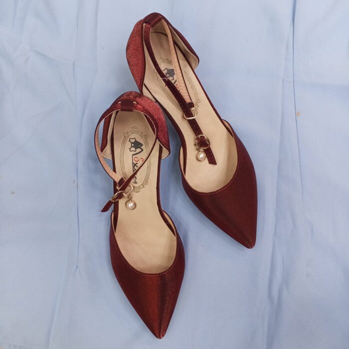 New Korean Style Pointed Straight Buckle Stiletto High Heels (5inches) Women's Shoes (Red Wine) - Image 3