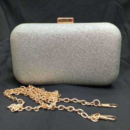 Diagonal Chain Small Women's New Korean Style Fashion Simple Shoulder Clutch (Silver)