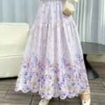 French Style Printed Fashion Versatile Niche Embroidery Skirt - Lavender