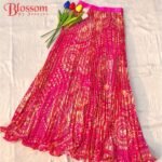 Korean Style Chiffon Printed High-Waisted, Extra-Large Flared Long Skirt - Pink