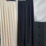 New Style Women's Starry Gradient Mesh Solid Color Long Skirt With Belt -Black