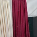 New Style Women's Starry Gradient Mesh Solid Color Long Skirt With Belt - Merun Red